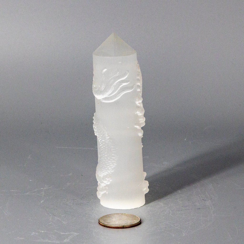 Selenite and Shungite "CNC Machine" Carved Dragon Towers